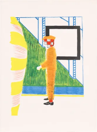 Lithographie Raveel - Gesprek in tuin (Conversation in the garden)