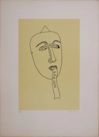 Lithographie Ray - Les six masques voyants