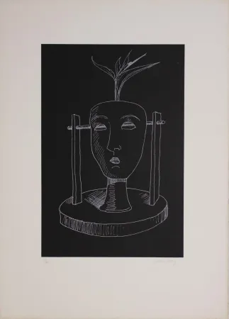 Lithographie Ray - Les six masques voyants