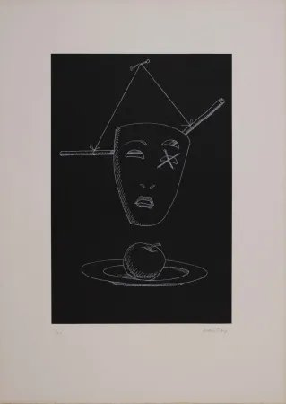 Lithographie Ray - Les six masques voyants