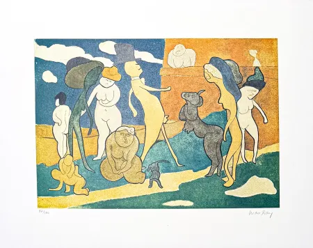 Lithographie Ray - Man Ray (1890–1976) - Premier Promenade - color lithograph on paper - 1960