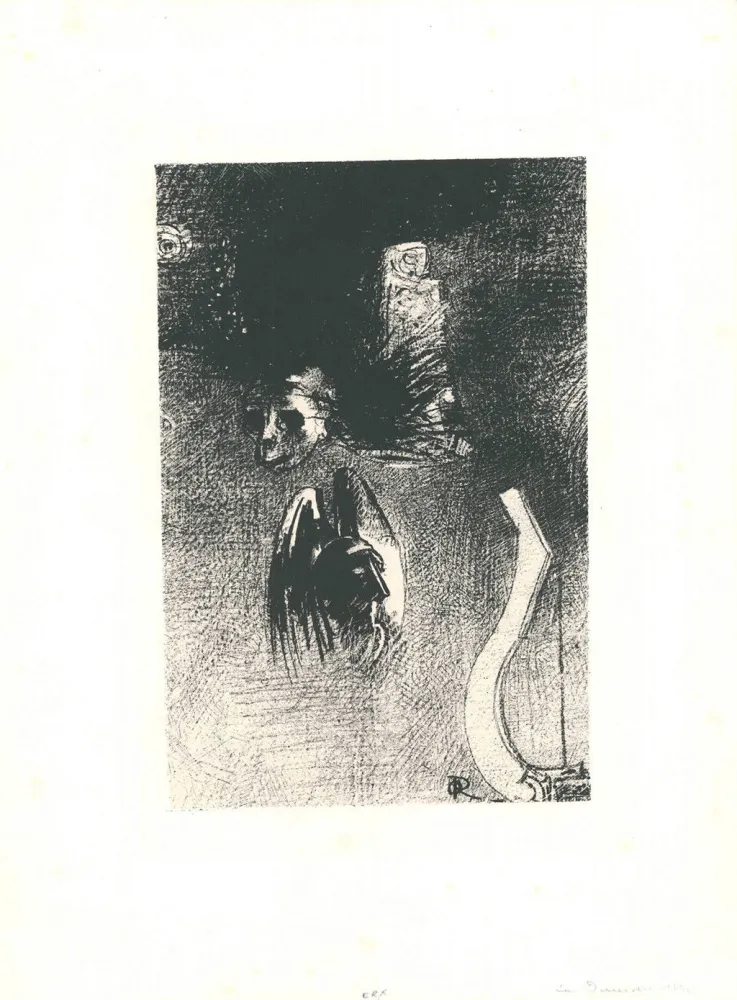 Lithographie Redon - La damnation de l'artiste