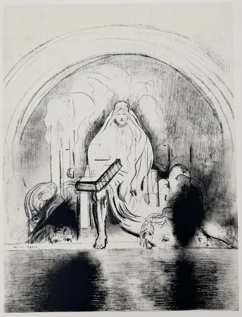 Lithographie Redon - Puis je vis...