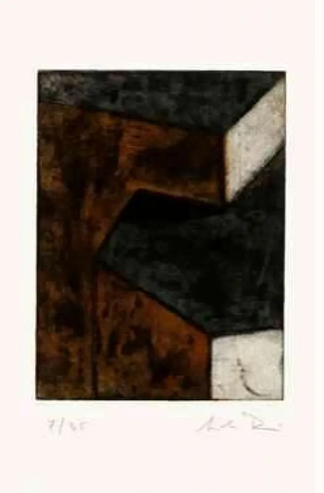 Radierung Rein - Ohne Titel (braun, grün, hell) 