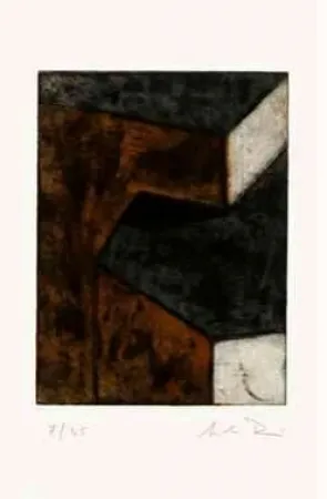 Radierung Rein - Ohne Titel (braun, grün, hell) 