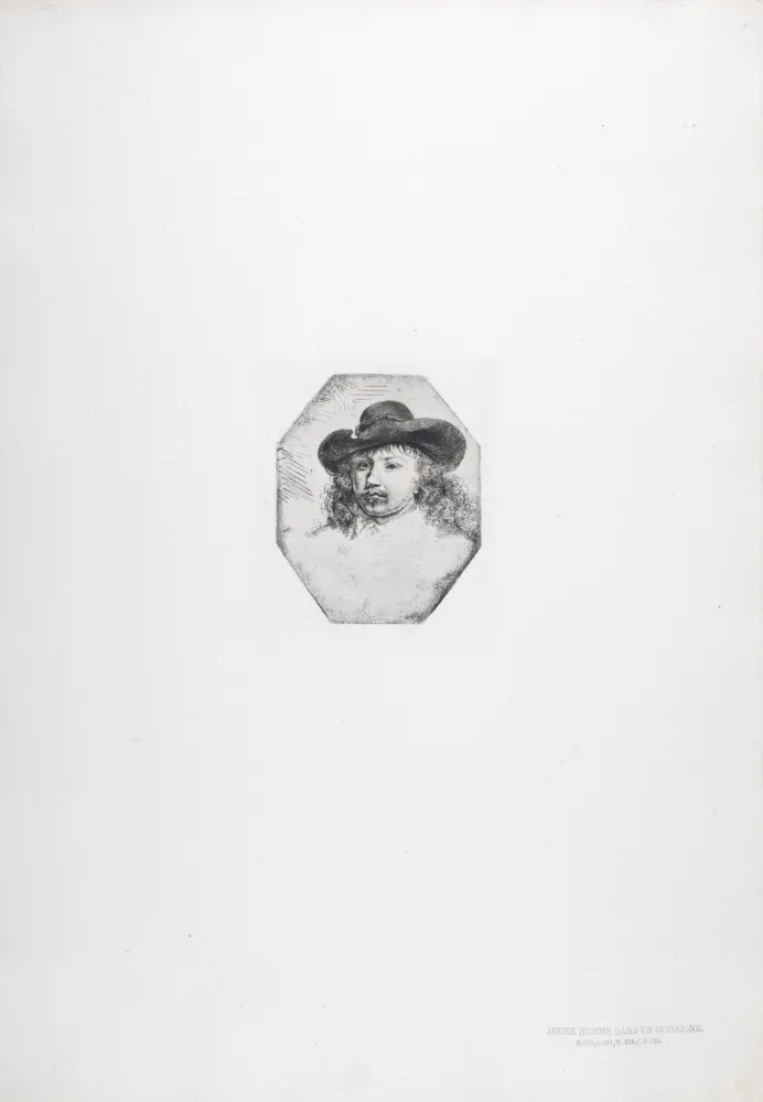 Heliogravüre Rembrandt - Jeune homme dans un octogone