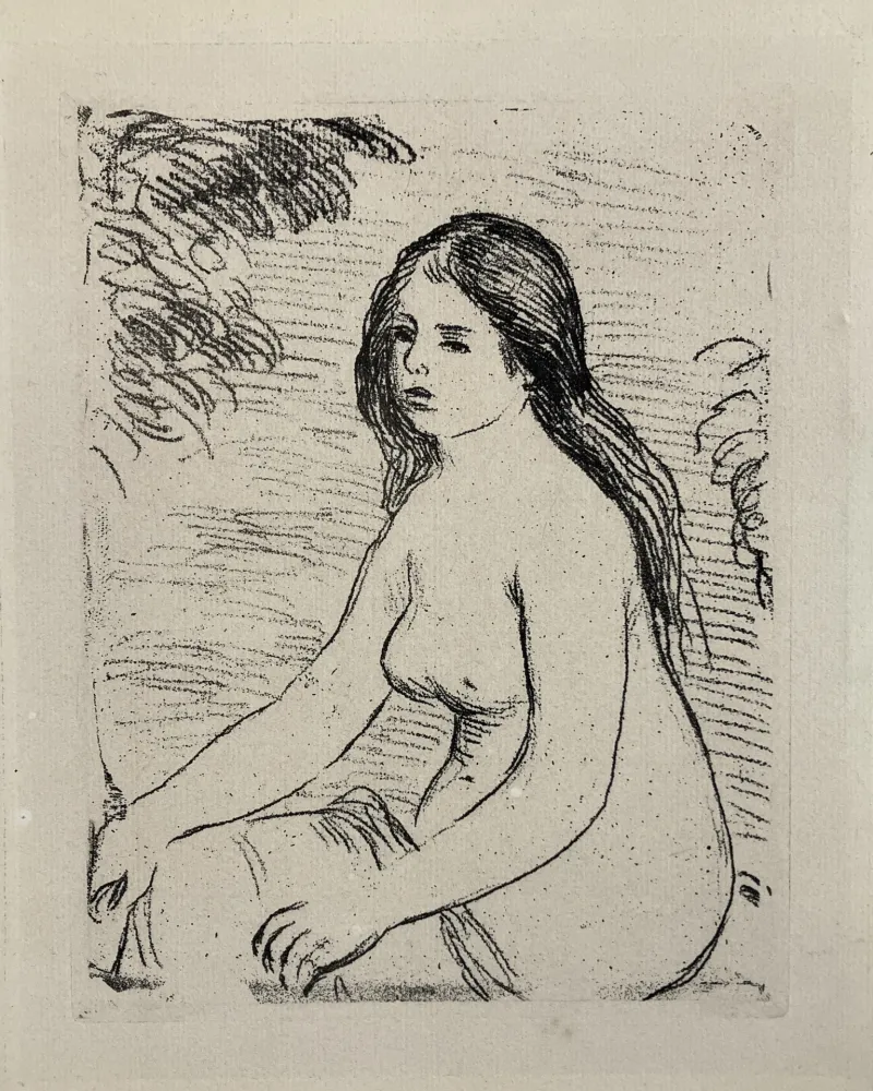 Radierung Renoir - Femme nue assise, circa 1906