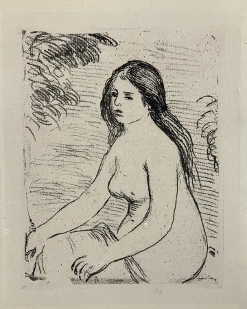 Radierung Renoir - Femme nue assise, circa 1906