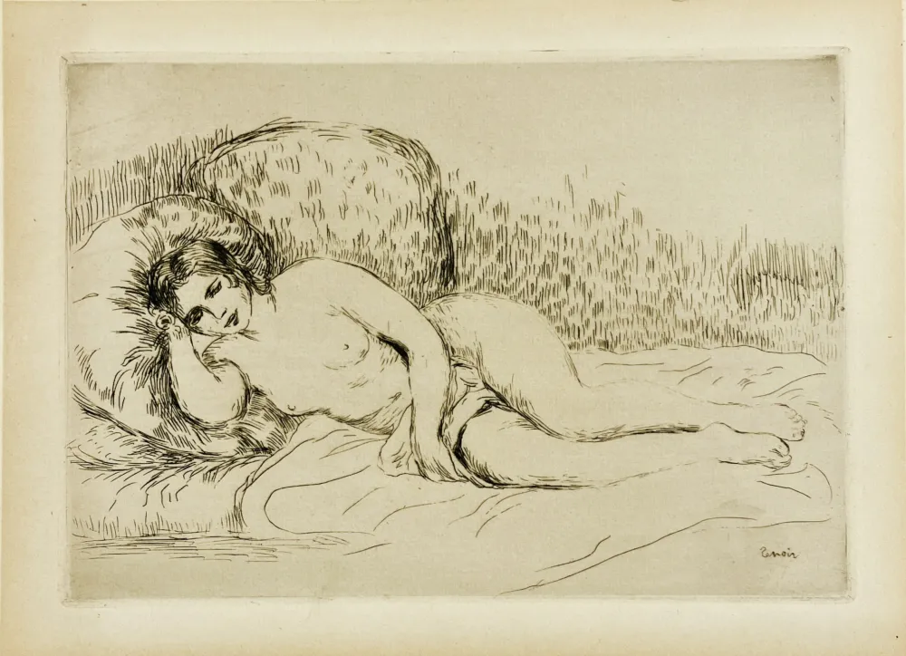 Radierung Renoir - Femme nue couchée (tournée à gauche), 1906