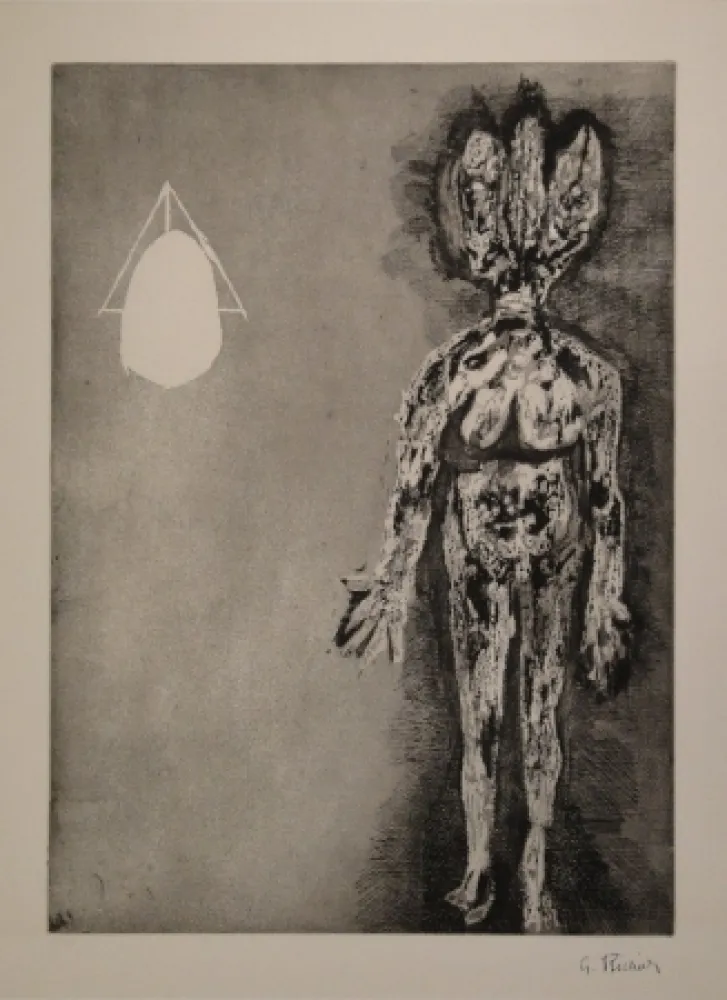 Radierung Und Aquatinta Richier - Femme debout / L’Hydre