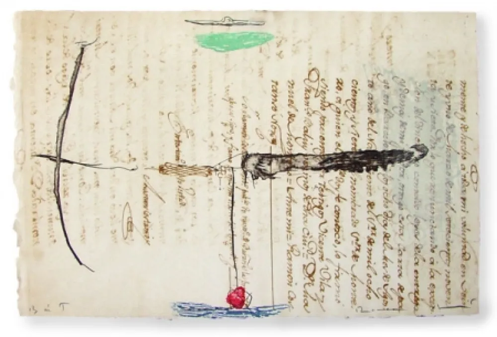 Radierung Und Aquatinta Riera I Arago - Airplane with Red Tail