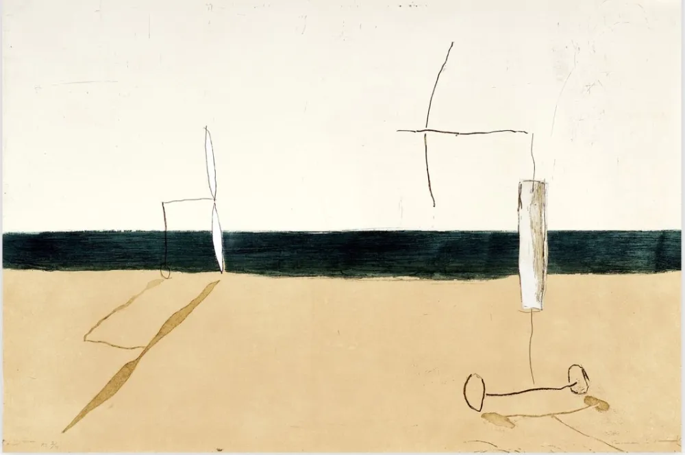 Radierung Und Aquatinta Riera I Aragó - Paisaje con Aviones Blancos