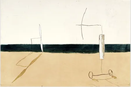 Radierung Und Aquatinta Riera I Aragó - Paisaje con Aviones Blancos