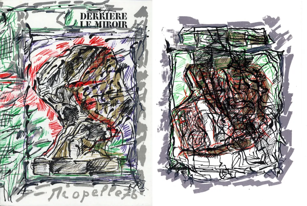 Illustriertes Buch Riopelle - Derrière le Miroir n° 218. RIOPELLE. 4 LITHOGRAPHIES ORIGINALES. Mars 1976.