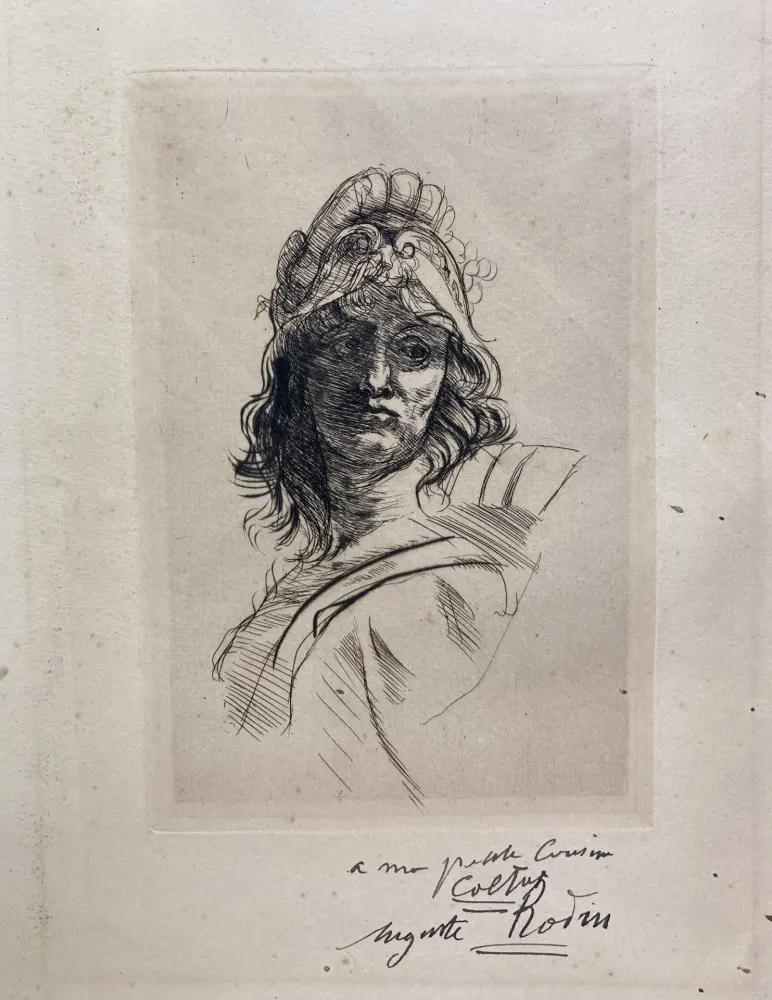 Kaltnadelradierung Rodin - Buste de Bellona
