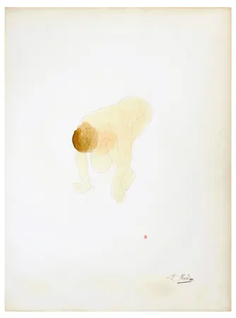 Lithographie Rodin - Nu de femme