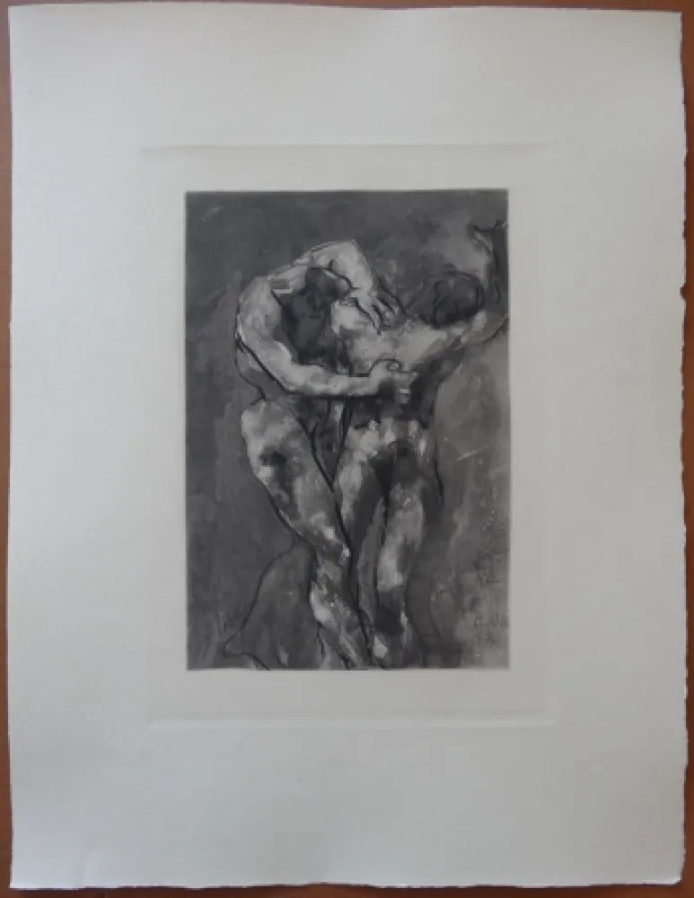 Radierung Rodin - The Fight