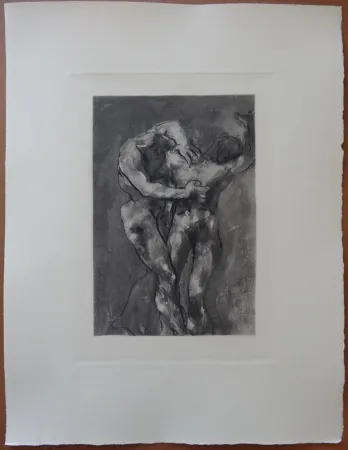 Radierung Rodin - The Fight