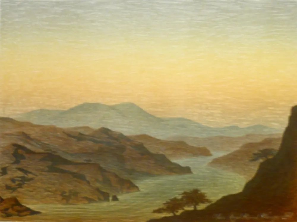 Lithographie Rodrigo - E come arivi grandi si convenne ver lo fiumerea