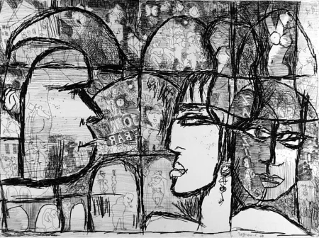 Radierung Rognoni - Genova, via Gramsci