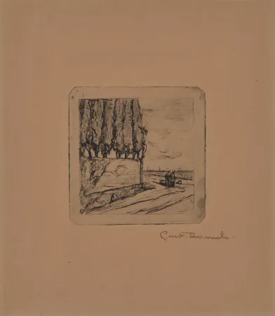 Radierung Romiti - LANDSCAPE WITH CRUCIFIX