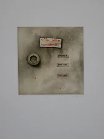 Radierung Und Aquatinta Rösel - Die Fahrkarte wurde angerissen