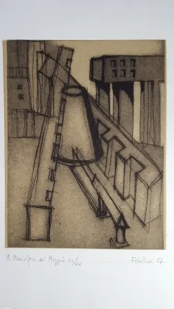 Radierung Und Aquatinta Rossi - Il municipio di Muggiò