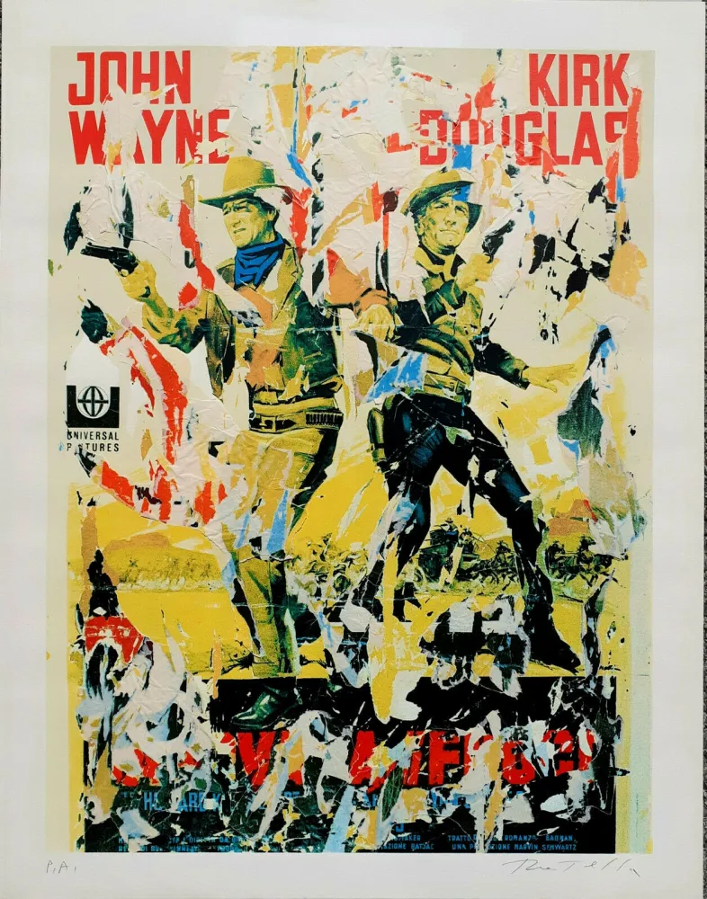 Siebdruck Rotella - John Wayne - Kirk Douglas