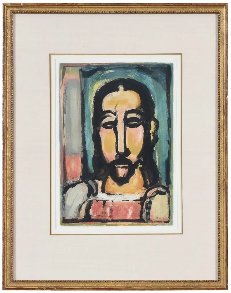 Radierung Und Aquatinta Rouault - Christ de face
