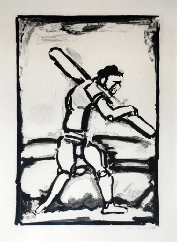 Radierung Und Aquatinta Rouault - Le Vieil Homme Chemine (Old Man Walking)