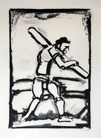 Radierung Und Aquatinta Rouault - Le Vieil Homme Chemine (Old Man Walking)