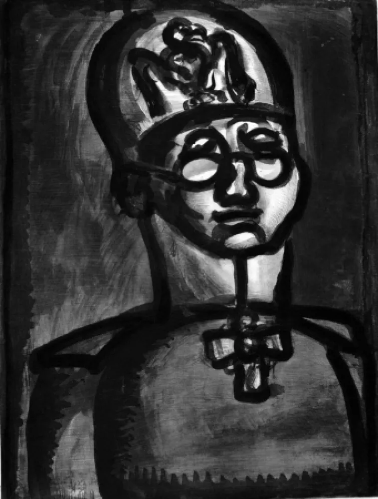 Aquatinta Rouault - Loin du sourire de Reims