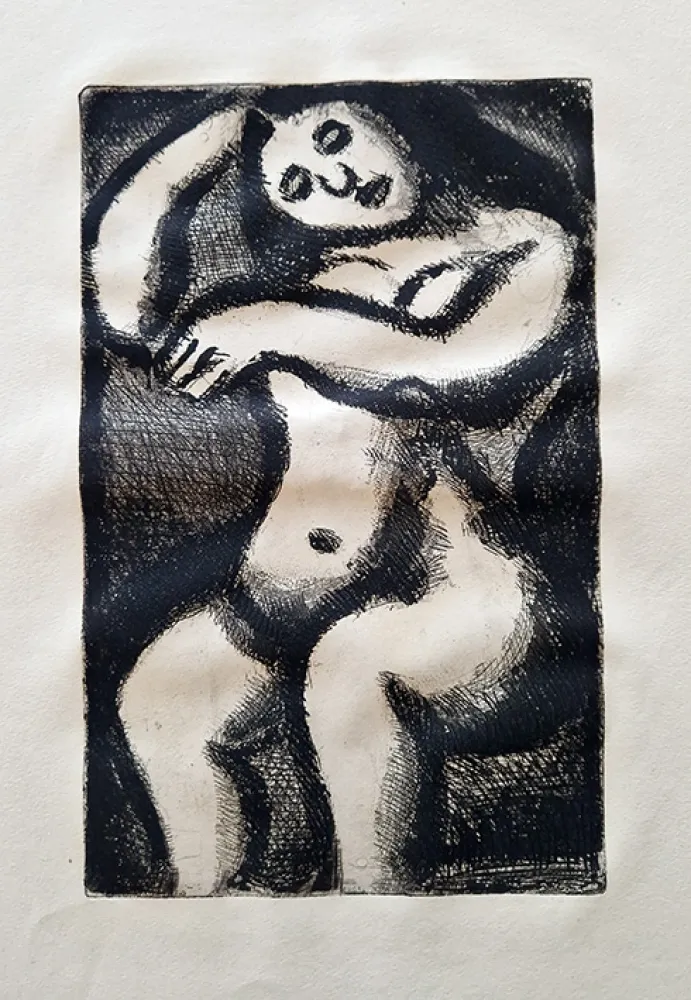 Aquatinta Rouault - Nu assis