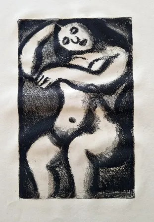 Aquatinta Rouault - Nu assis