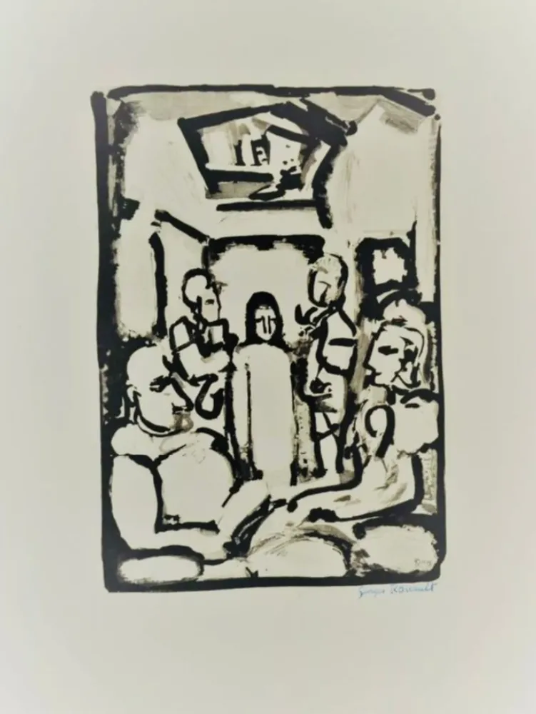 Radierung Und Aquatinta Rouault - Passion W.345 Christ Et Les Exegetes