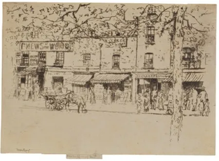 Radierung Roussel - The Street, Chelsea Embankment