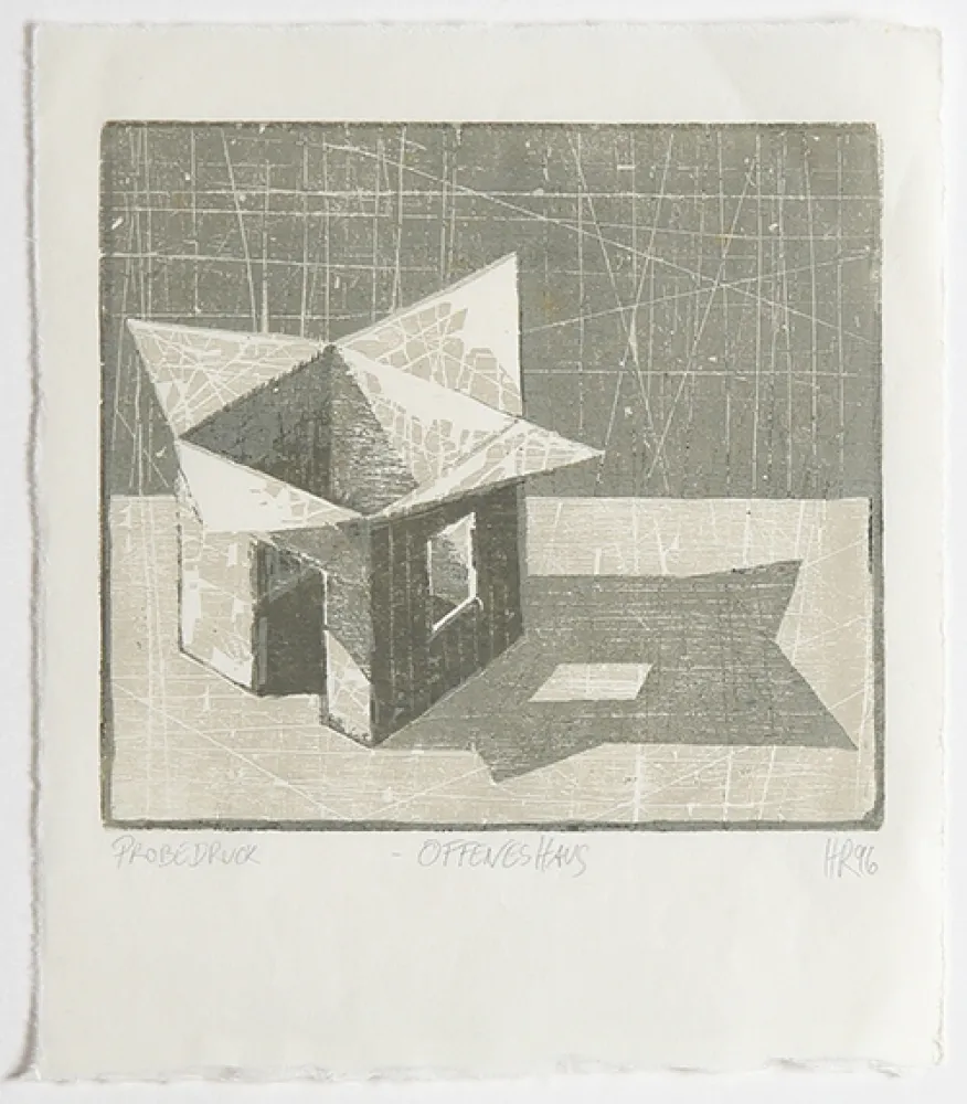 Holzschnitt Rüngeler - Offenes Haus