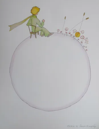 Lithographie Saint-Exupéry - Le coucher de soleil