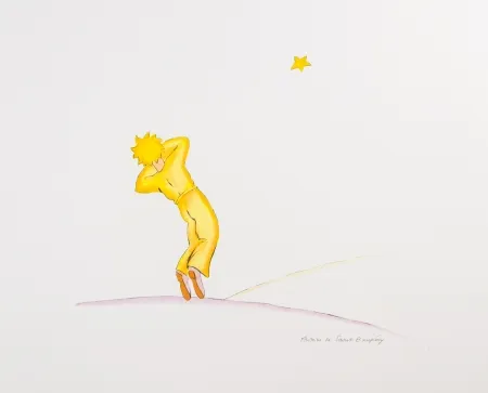 Lithographie Saint-Exupéry - Le Petit Prince endormi