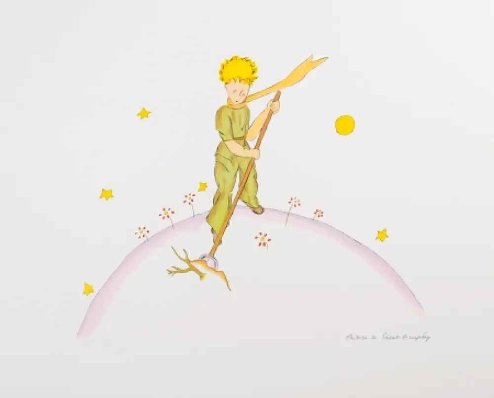 Lithographie Saint-Exupéry - Le Petit Prince sur sa planète