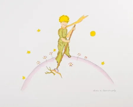 Lithographie Saint-Exupéry - Le Petit Prince sur sa planète