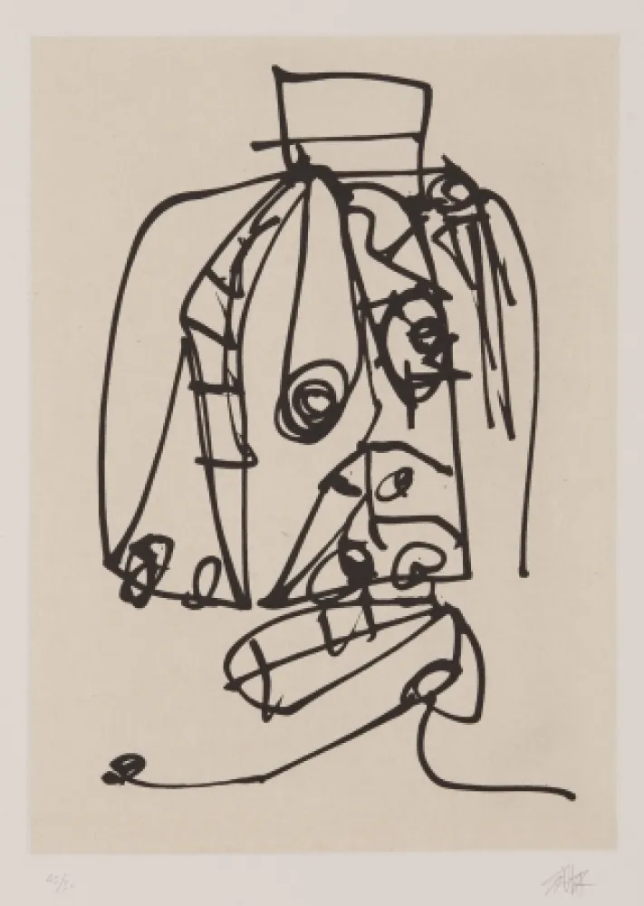 Radierung Und Aquatinta Saura - Frauen portrait mit Hut 3