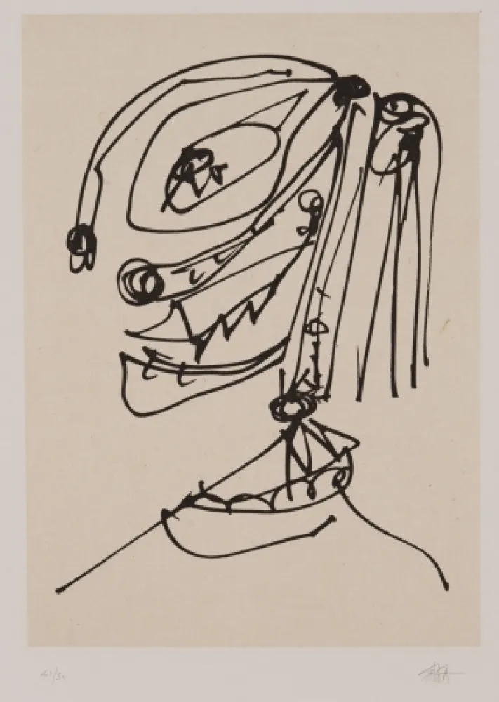 Radierung Und Aquatinta Saura - Frauen portrait mit Hut 4