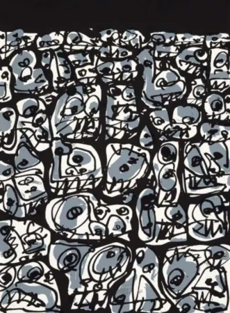 Siebdruck Saura - Multitud