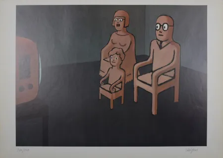 Lithographie Savignac - La Télé