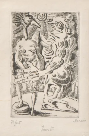 Radierung Savinio - Incontro