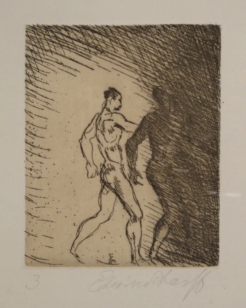 Radierung Scharff - Schreitendes Paar