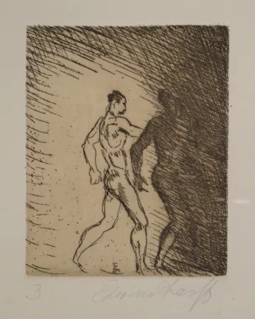 Radierung Scharff - Schreitendes Paar