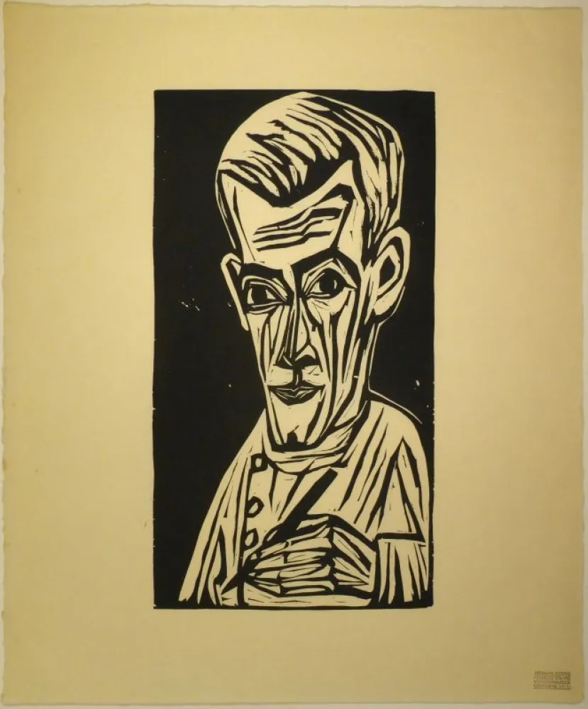 Holzschnitt Scherer - Porträt Hans R. Schiess