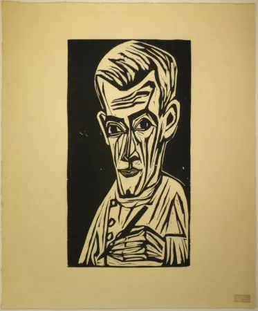 Holzschnitt Scherer - Porträt Hans R. Schiess